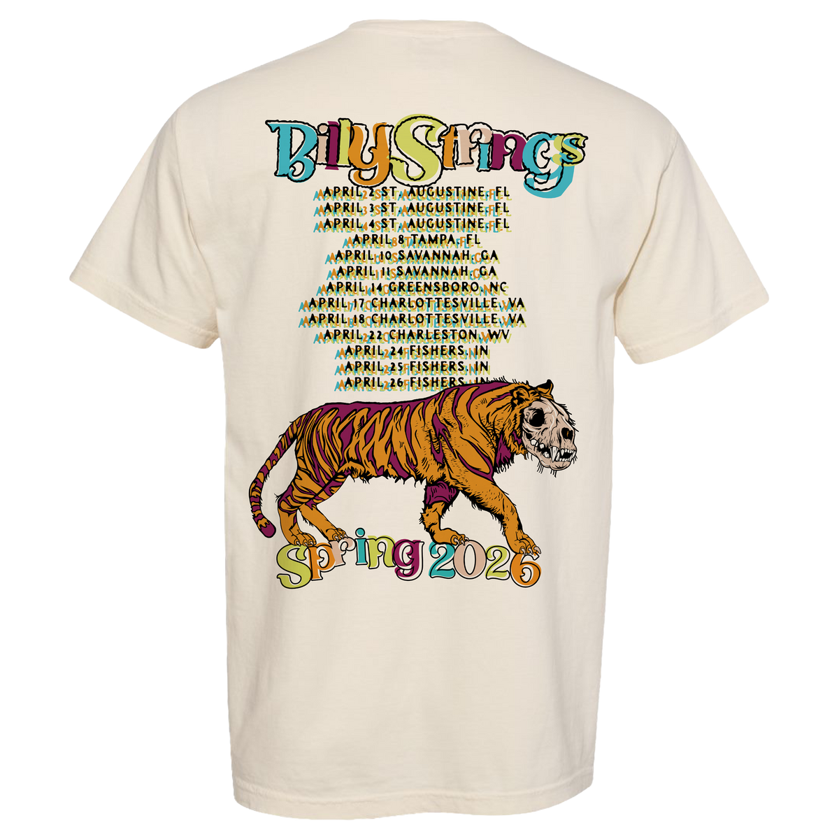 Bmc ／ Leopard logo string tee (white) Tiger Battle Tee with Dates (Matt Trievel) – Billy Strings
