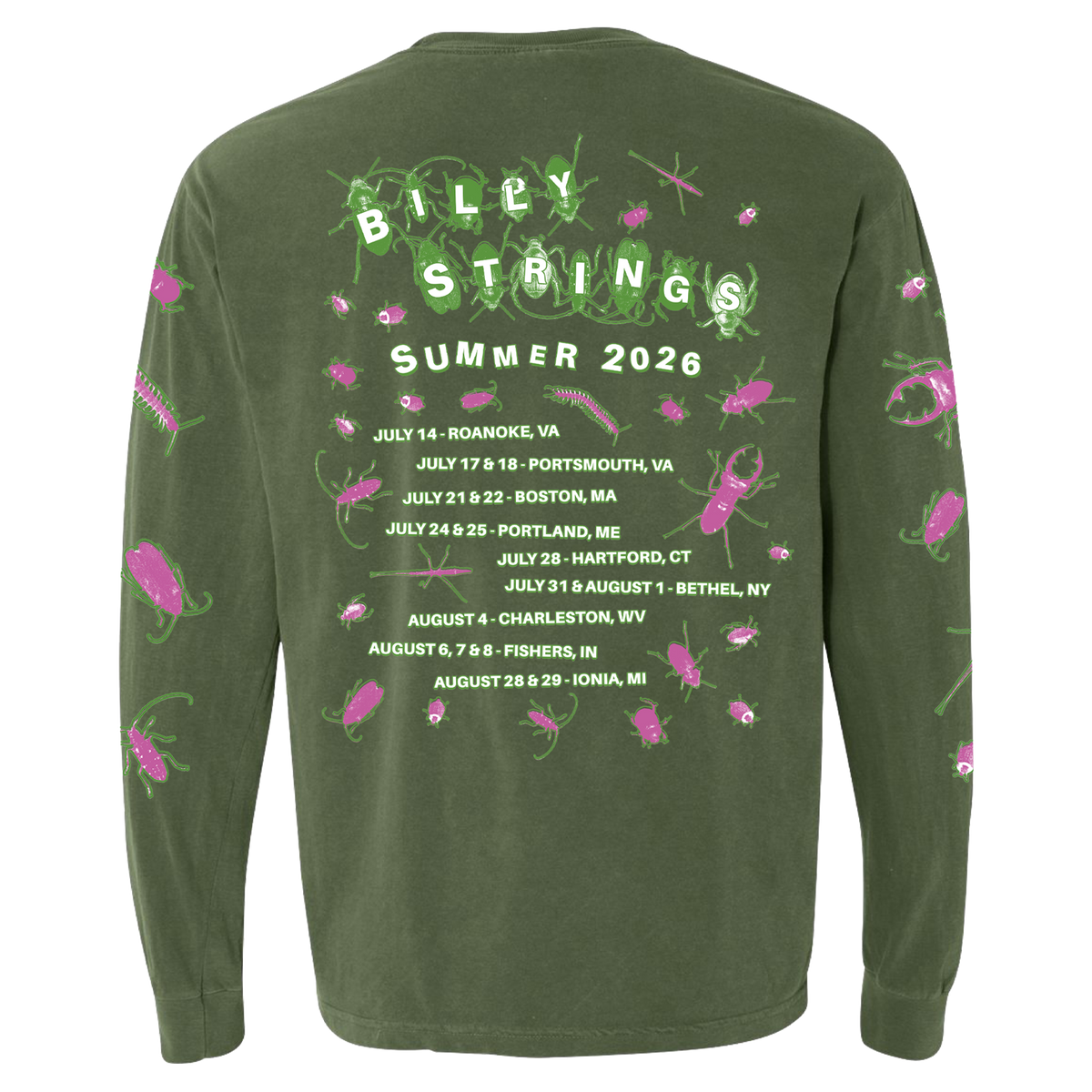 Bugs Long Sleeve Tee with Dates (George Ebblewhite) – Billy Strings