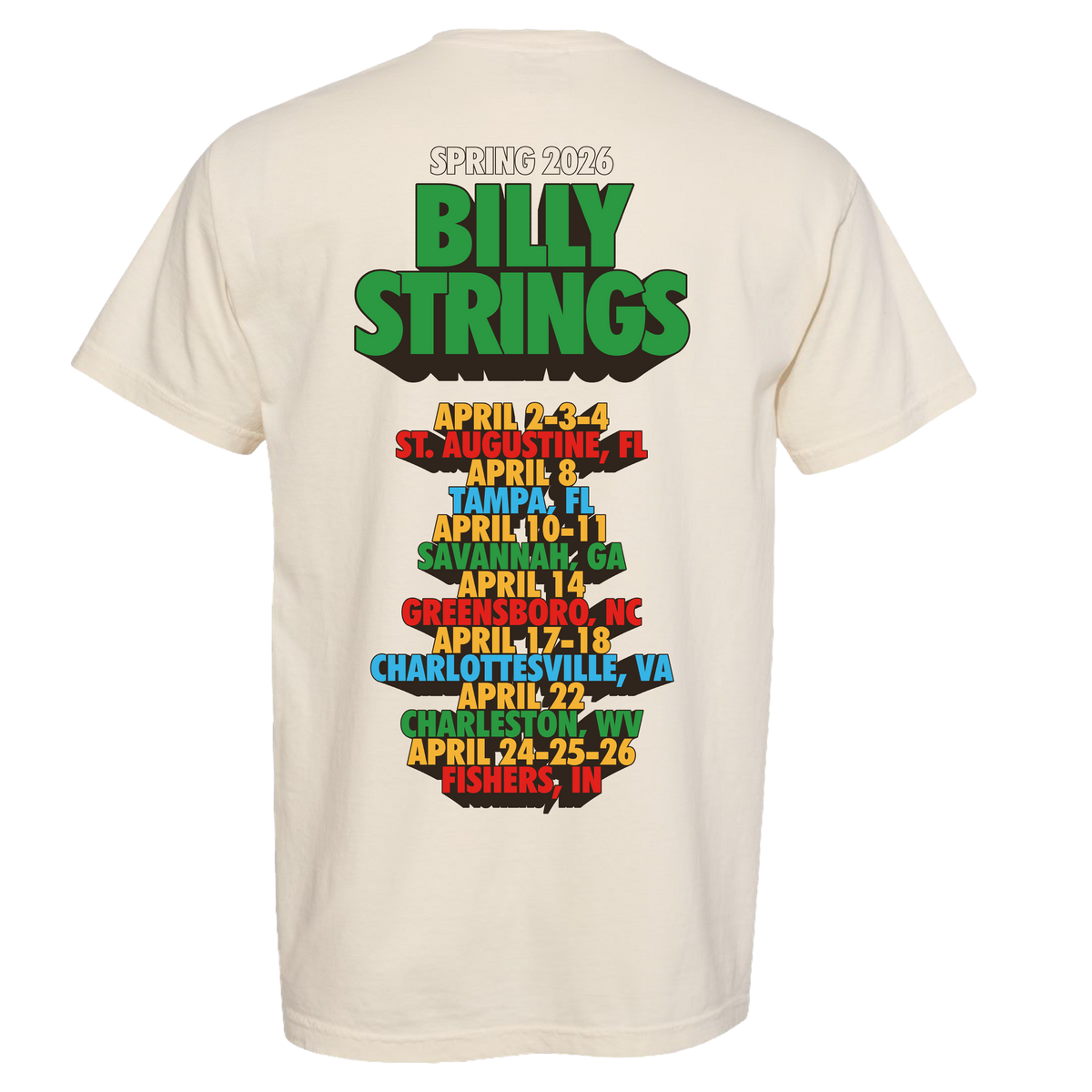 Funky Text Tee with Dates (Logan Fox) – Billy Strings