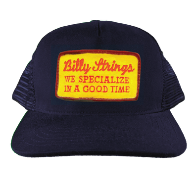 Yellow Patch "We Specialize in a Good Time" Navy Mesh Hat (imogene + willie)