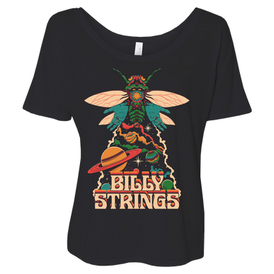 Ladies Slouch Space Bug Black Tee with Dates #1